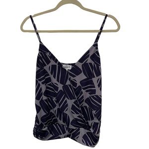 Veronica M Navy Blue Pattern Sleeveless Blouse Size Small